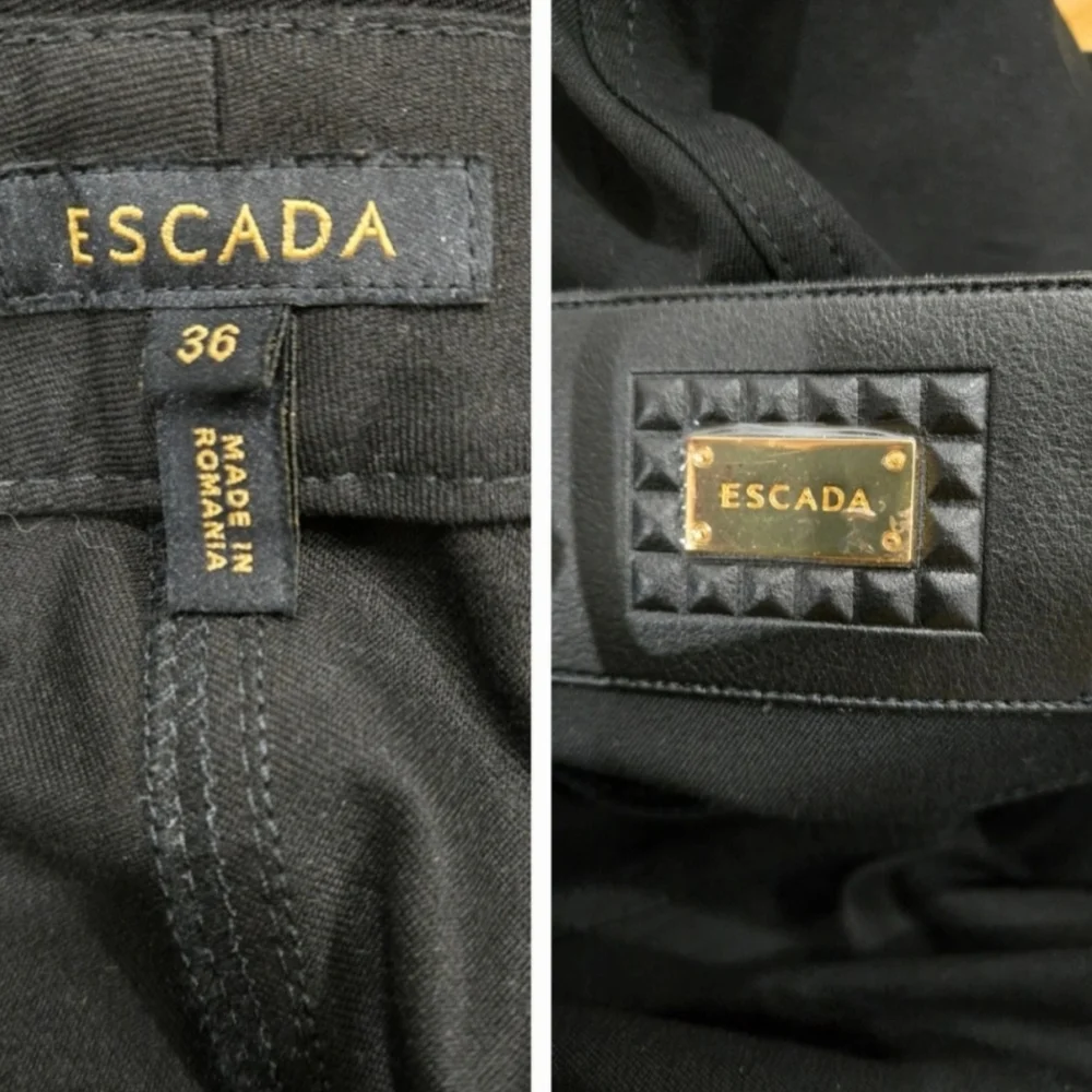 ESCADA Tessa Black Cotton Stretch Straight Leg Trousers Size 4-6 - Picture 11 of 12